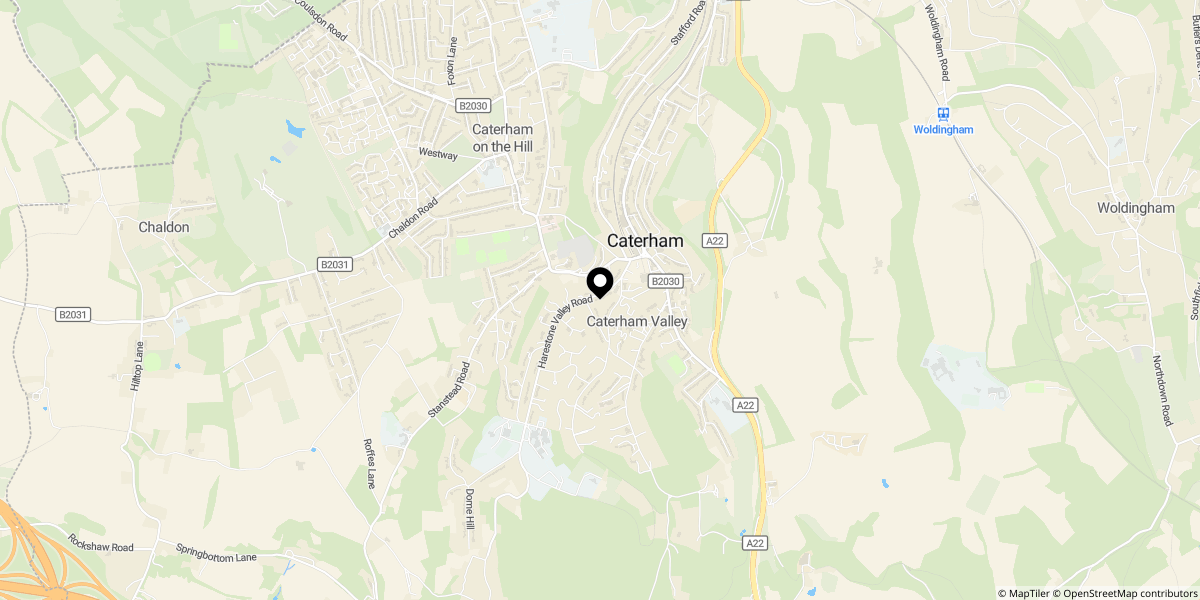Approximate location of Harestone Valley Road, Caterham, CR3 6HP