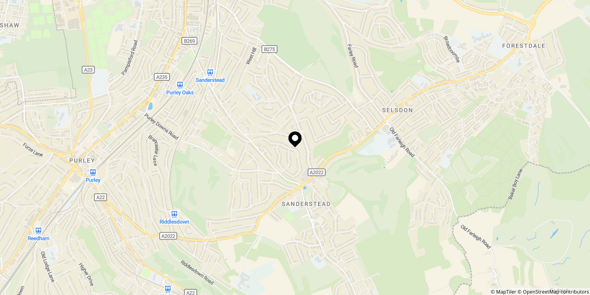 Approximate location of Briton Hill Road, South Croydon, CR2 0JJ