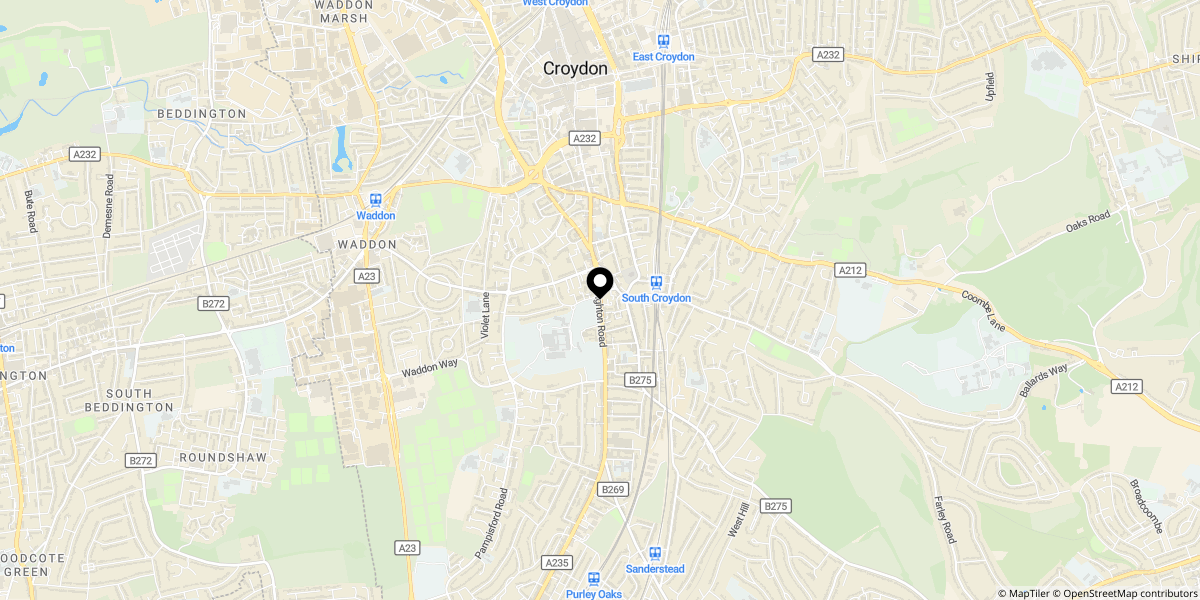 Approximate location of Upland Road, South Croydon, CR2 6RE