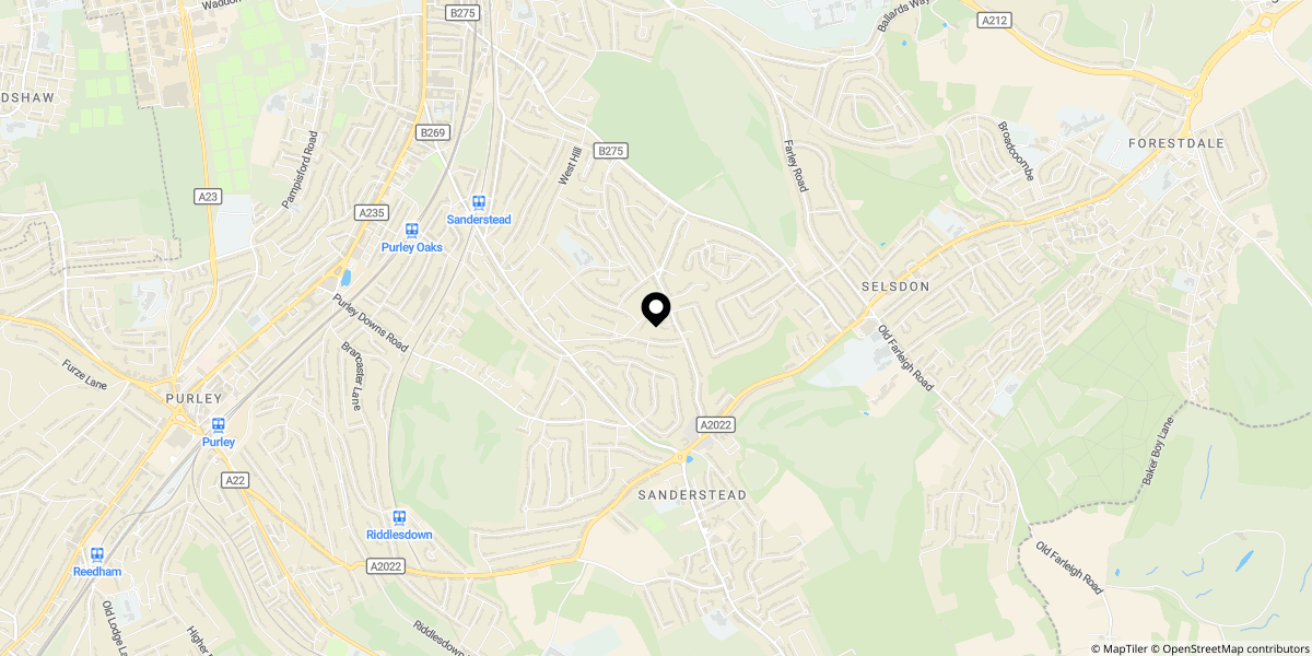 Approximate location of Briton Hill Road, South Croydon, CR2 0JJ