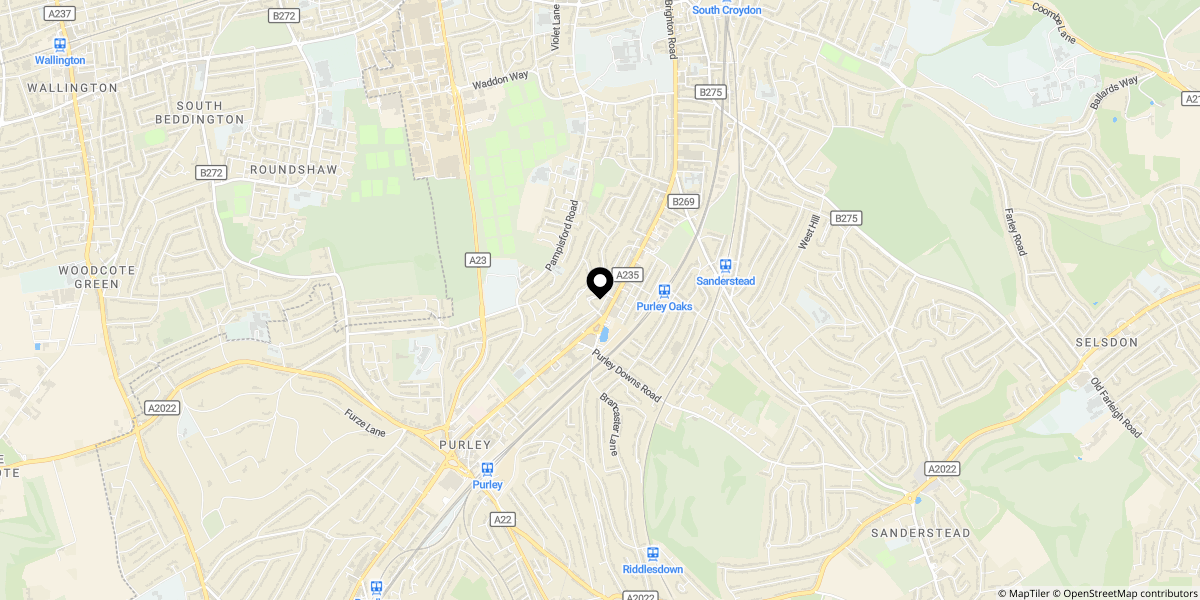 Approximate location of Kingsdown Avenue, South Croydon, CR2 6QJ
