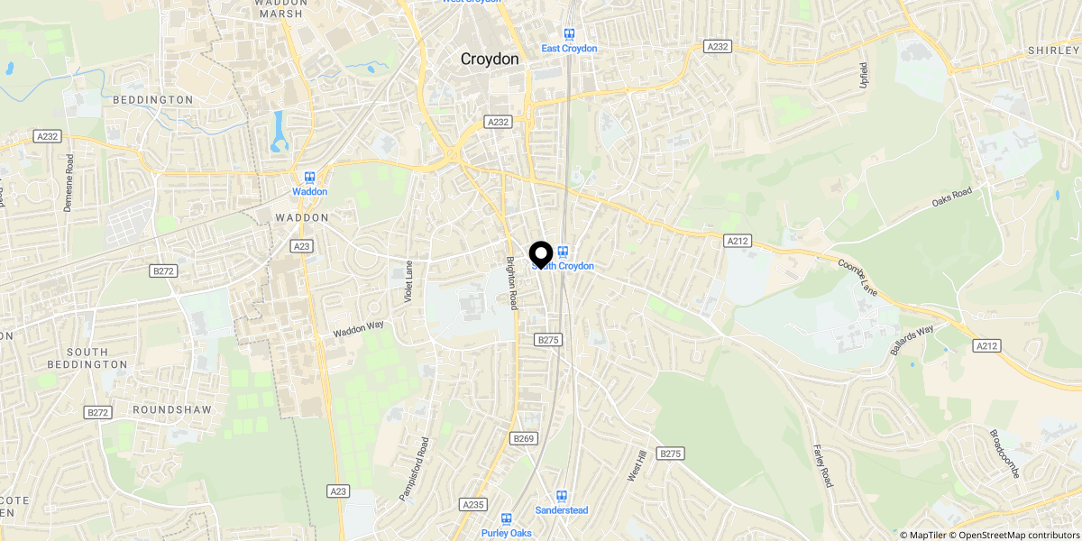 Approximate location of Upland Road, South Croydon, CR2 6RD