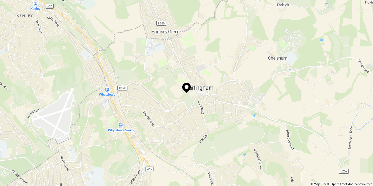 Approximate location of Westhall Road, Warlingham, CR6 9HL