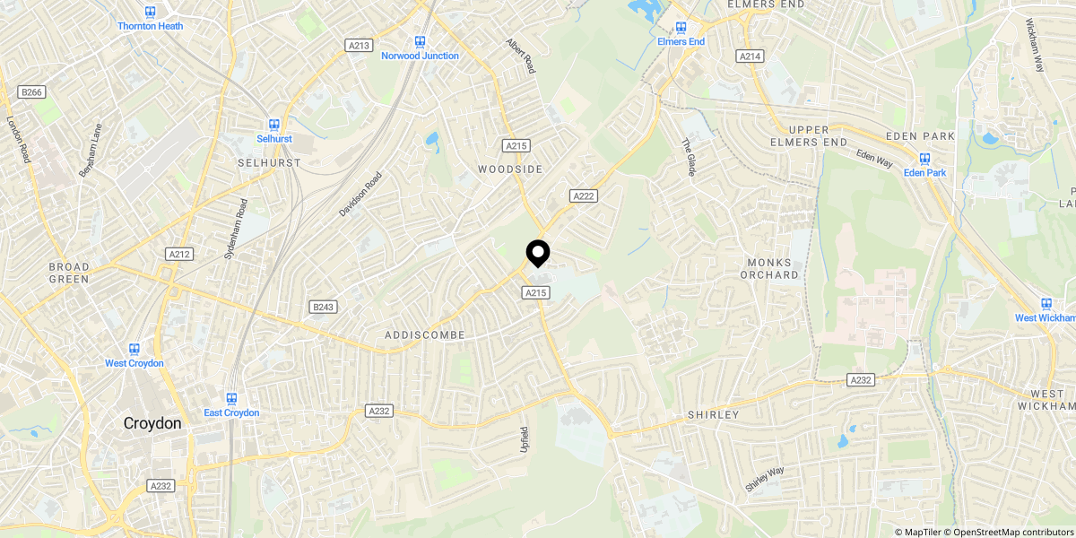 Approximate location of Brockenhurst Road, Croydon, CR0 7DR
