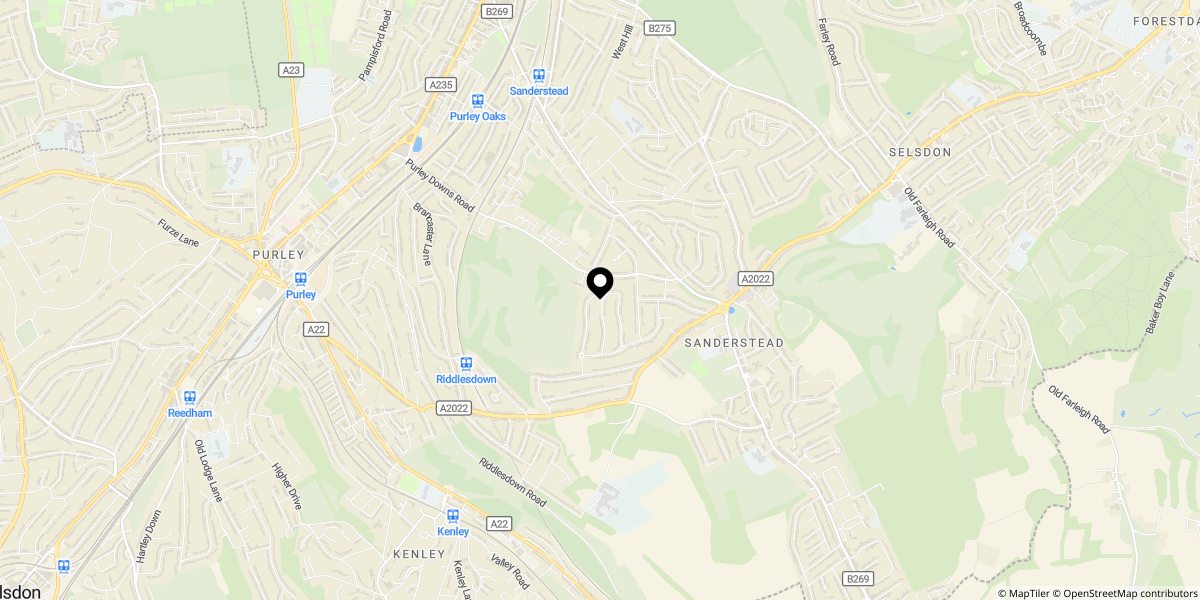 Approximate location of North Down, South Croydon, CR2 9PA