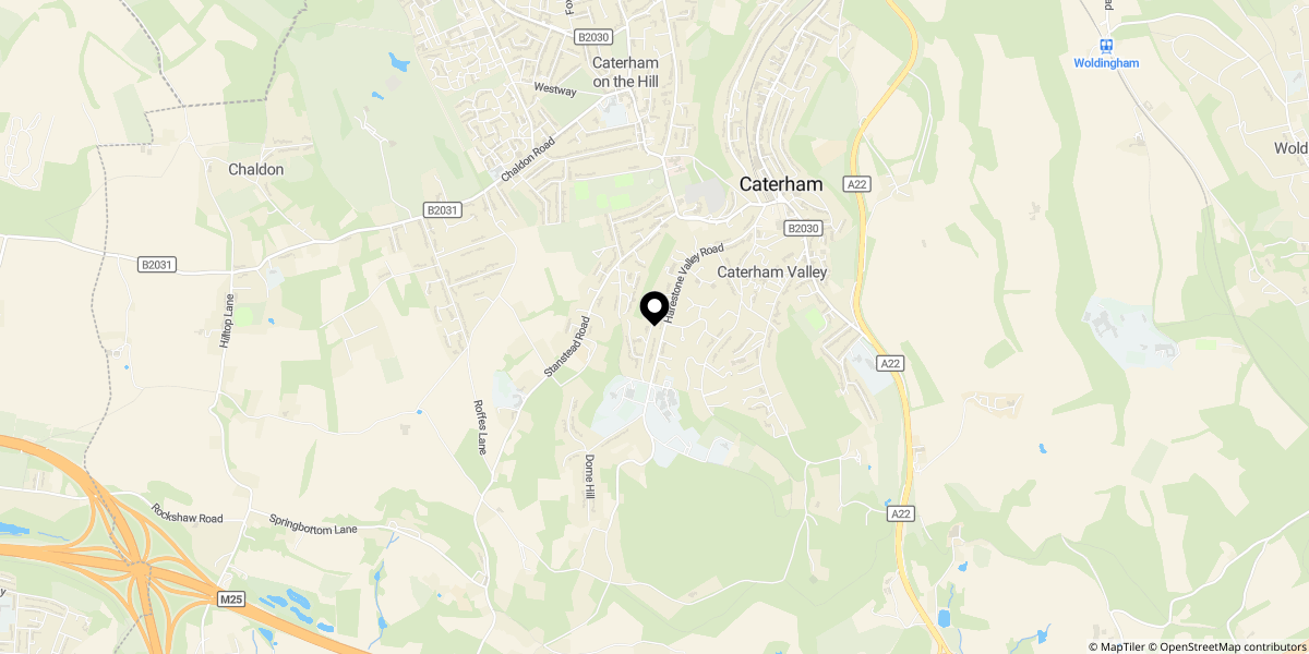 Approximate location of Dunedin Drive, Caterham, CR3 6BA