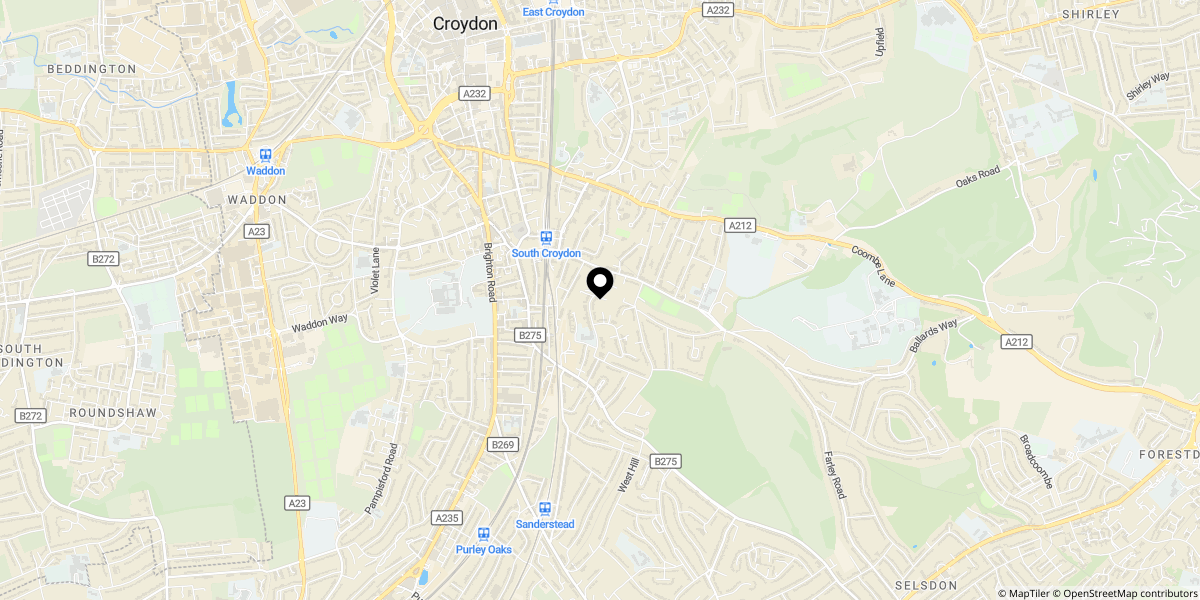 Approximate location of Croham Road , South Croydon , CR2 7HD