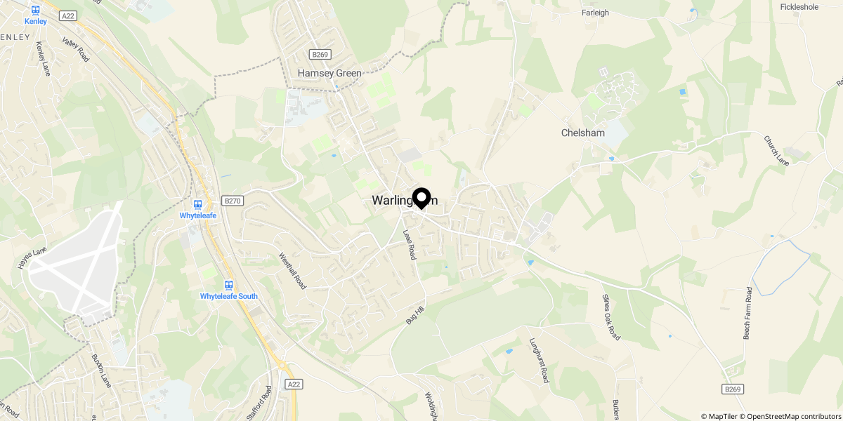 Approximate location of Westhall Road, Warlingham, CR6 9HL