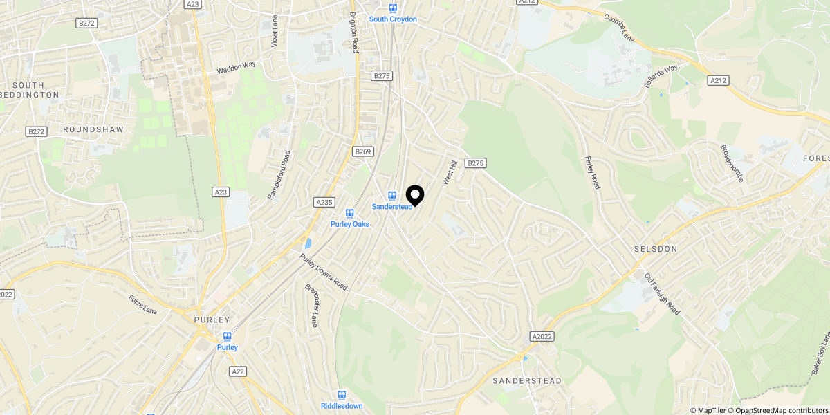 Approximate location of West Hill, South Croydon, CR2 0SB