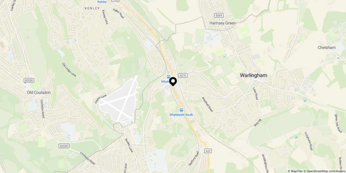 Approximate location of Westbury Close, Whyteleafe, CR3 0DY