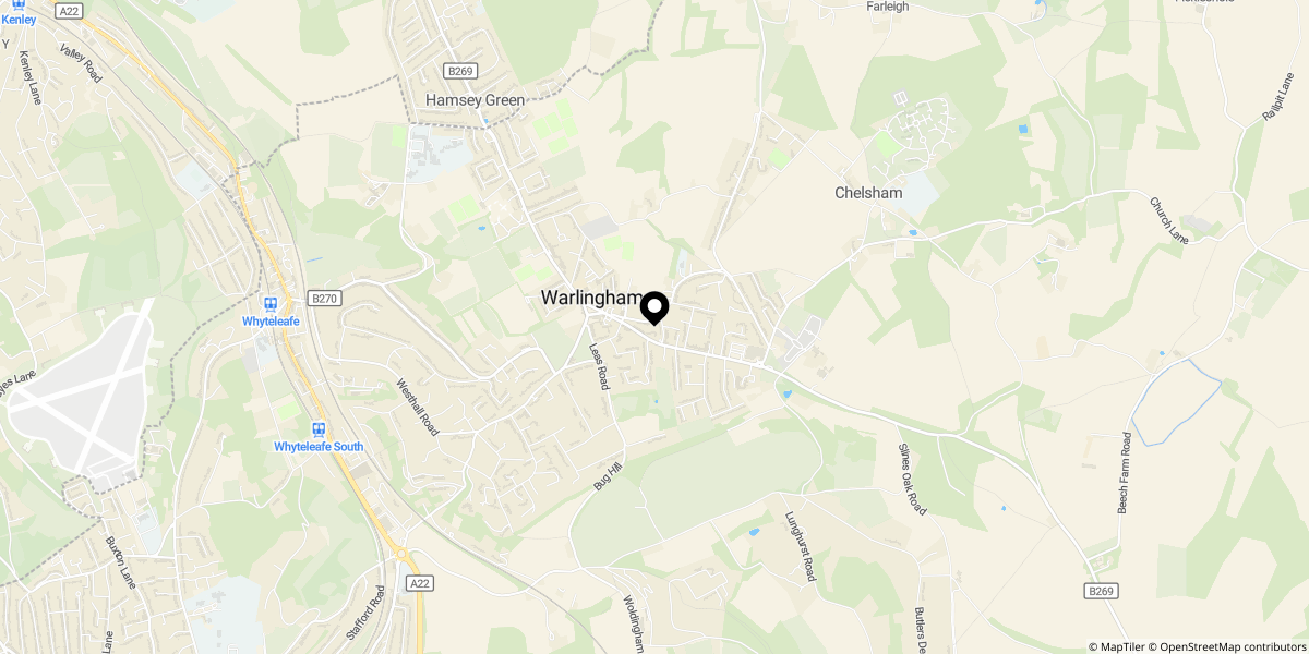 Approximate location of Boxwood Way, Warlingham, CR6 9SB