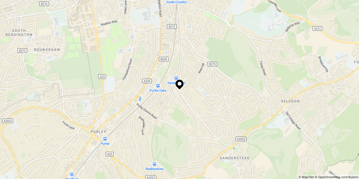 Approximate location of 155 Sanderstead Road, South Croydon, CR2 0PH
