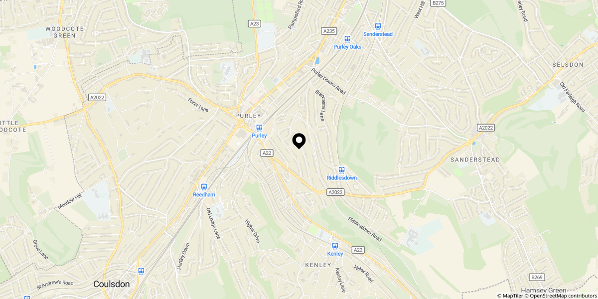 Approximate location of Oakwood Avenue, Purley, CR8 1AQ