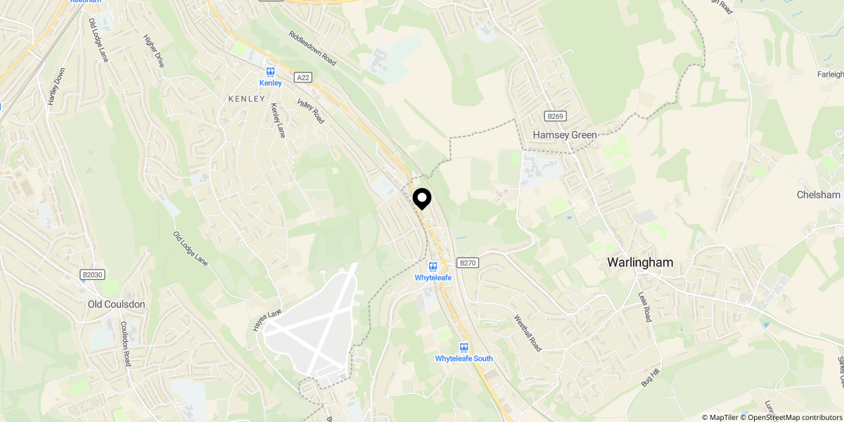 Approximate location of Godstone Road, Whyteleafe, CR3 0EA