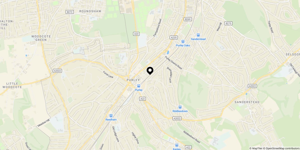 Approximate location of Hillview Close, Purley, CR8 1AU