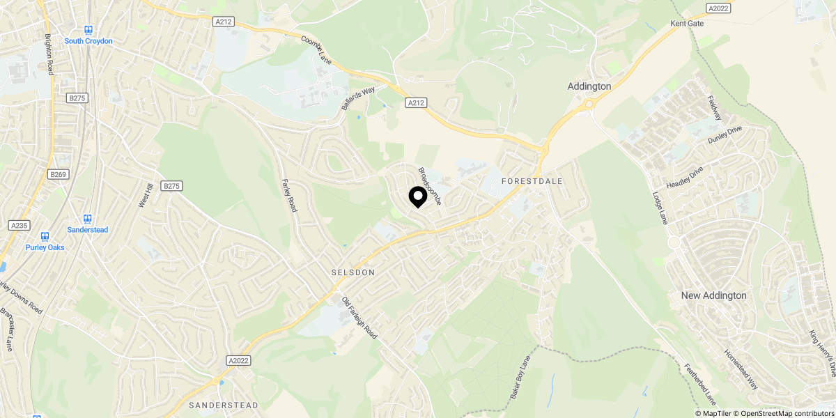 Approximate location of Edgecoombe, South Croydon, CR2 8AA